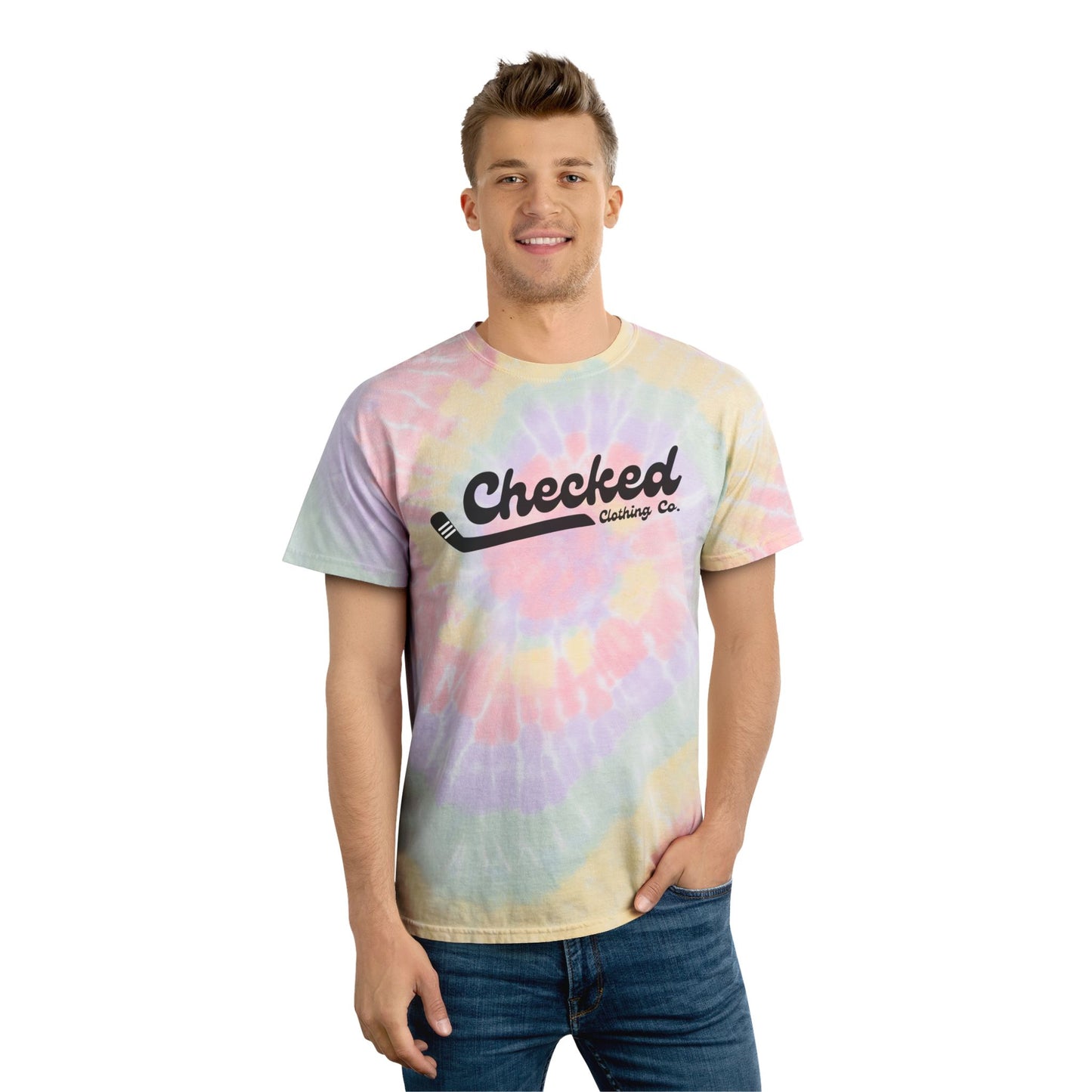 Checked Tie-Dye Tee